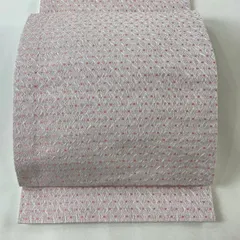 袋名古屋帯 優品 菱 ピンク 化繊 【中古】
