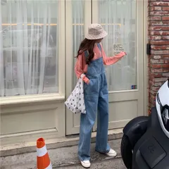 オーバーオール レディース デニム サロペット ロング ゆったり つなぎ おしゃれ ベルシー 韓国ファッション 20代 30代 40代 カジュアル M250417-282