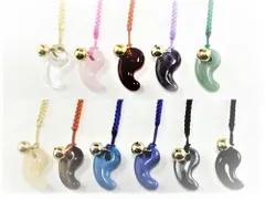 天然石 勾玉カラー根付（約16×25mm）携帯ストラップ 勾玉ストラップ バラ売り パワーストーン プチギフト 転勤 退職 お礼 母の日 敬老の日 クリスマス ギフト / インペリアルオーラ おしゃれ かわいい オシャレ 可愛い プレゼント ギフト 贈り物 ②