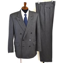 5XF089】SR.DAVID カシミヤ混 6つボタン ダブルスーツ XL A8 ダークグレー ツータック 極 定番 人気 通勤 営業 09240 合物 春秋 【中古】【メンズビジネス】202505