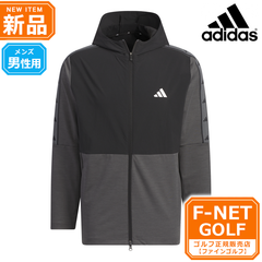 新品 【ブラック/ダークグレイヘザー】春 夏 モデル adidas アディダス ゴルフウェア IKK83 ファブリックミックス ストレッチ フーディー 吸汗速乾 ストレッチ [防風性] （メンズ）