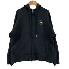 美品 adidas by Stella McCartney アディダスバイステラマッカートニー ジップアップフーディー ブランドロゴ 秋冬 AW パーカー コットン ブラック メンズ XS【古着】【中古】【送料無料】