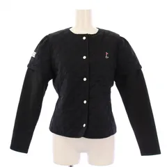 ボーダーズアットバルコニー BORDERS at BALCONY ゴルフウェア golf day today GDT QUILTED JACKET GDTキルティングジャケット 中綿 ナイロン ショート丈 切替 ワッペン 刺繍 36 黒のサムネイル