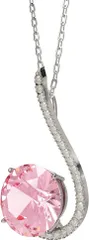 ZURSANA レディースペンダントネックレスS925シルバー 誕生石ジュエリー 女性への贈り物 結婚記念日のプレゼントに pink( 7月 pink)