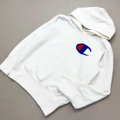 チャンピオン ☆ Champion 親子でアメカジ♪ ワンポイント デカ目 ロゴ スウェット パーカー 160 キッズ ホワイト 休日スタイル♪■EE172