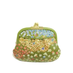 牛革　友禅　親子がま口財布　カーキ　日本製 　新品