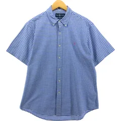 古着 ラルフローレン Ralph Lauren CUSTOM FIT ギンガムチェック 半袖 ボタンダウン チェックシャツ メンズL相当/eaa551097