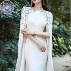 新品 未使用 オシャレなデザイン ロングイブニングドレス パーティードレス