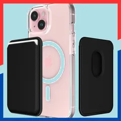 【人気商品】背面マグネットカードホルダー iPhone 固定クリップ内蔵 16 カード収納可能 Pro Plus 3枚収納 Promax ヴィーガンレザーカードウォレット、強力磁力 iPhone 15/14/13/12シリーズ対応 Magsafe対応 マグネッ