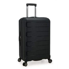 拡張可能 ハードシェル スピナーバッグ ポリプロピレン製 ブラック 壊れにくい Checked-Medium Choice (26-Inch) Traveler's