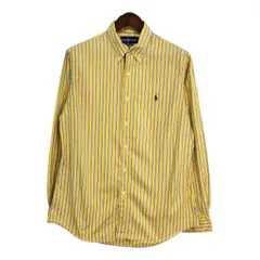 RALPH LAUREN ラルフローレン ボタンダウン 長袖シャツ ストライプ イエロー (メンズ L) 中古 古着 S6455