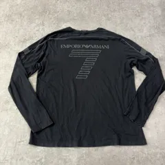 EA7 EMPORIO ARMANI エンポリオアルマーニ 長袖Tシャツ ロンT ブラック Lサイズ メンズ イタリア高級ライン バックロゴ　トップス　カットソー　お兄　ホスト　ギャル男