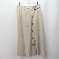 ◇ ⊂ ナチュラルビューティーベーシック 無地 膝下丈 フレア フロントボタンスカート サイズS ベージュ系 レディース E  【1507280006092】