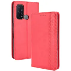 OPPO Reno5 A ケース 手帳 リノ5a  チェック柄 合革 レトロ 手帳 ケース 【Color】 レッドのサムネイル