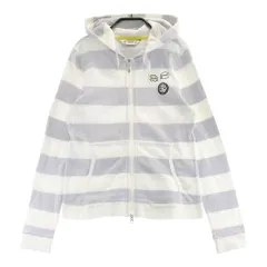 サイズ：M AND PER SE アンパスィ  フード付 ジップジャケット ボーダー柄 ホワイト系 [240101332363] ゴルフウェア レディース ストスト