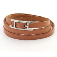 希少 HERMES プスプスエルメス バングル レザー シルバー ヴィンテージ