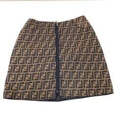 FENDI フェンディ スカート デニム ブラック ズッカ柄 FF柄 総柄
