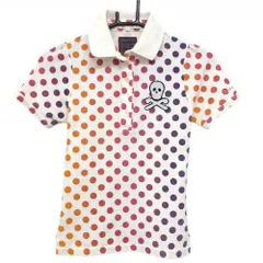 マークアンドロナ 半袖ポロシャツ 白×ピンク×パープル ドット レディース S ゴルフウェア MARK＆LONA