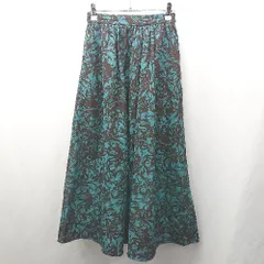 ◇ Θ a.V.V 模様入り ロング丈 プリーツ スカート サイズS ブラック ミント系 レディース E  【1506300032448】