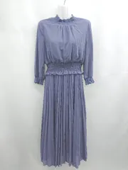 ◇ ⊇ (株)アサクラ ウエストゴム 長袖 ロング ワンピース サイズ38 パープル系 レディース E  【1505290009027】