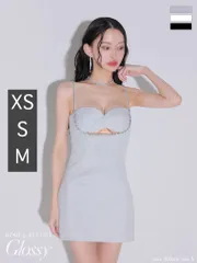 ホワイト (GL3571)【ROBE de FLEURS Glossy/ローブ・ド・フルール グロッシー】 ローブドフルールグロッシー/ ラメリブニット/ タイト/ ストレッチ/ キャミ/ ミニドレス/ キャバドレス