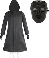 韓国ドラマゲームコスプレ 衣装 マスク 全セット イカゲーム コスチューム 黒い コート 制服 ブラック cosplay 警備員衣装 仮面 連体服 おしゃれ 演出服 人気 キャラクター クリスマス ハロウィン