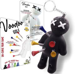 Voodoo Golf Golf Ball Tee Holder, Novelty Keychain Accessory for Golf Bags, Men's Gift, Fits 3 1/4, 2 3/4, and 1/2 Tees (Black, Black)