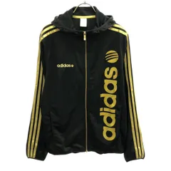 adidas NEO LABEL ジャージジャケット M 黒 アディダスNEO LABELジャージ上下セット 黒×ゴールド ビッグロゴ