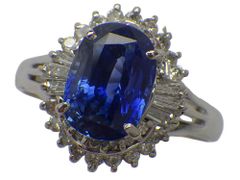 スリランカ産サファイア ダイヤモンドリング Pt900 6.16g 14.5号 GIA鑑別書付き　Jewelry SriLank Sapphire2.85ct Dia0.46ct Ring