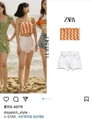 ル・セラフィム 着用 ZARA(ザラ) 白 デニム 半ズボン 36 ダメージパンツ デニムハーフパンツ