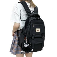 [ZESU]韓国リュック レディース 大容量 リュックサック 女の子 通勤 通学 高校生 学生 男女兼用 バックパック バッグ 人気 通勤 旅行 アウトドア スクール おしゃれ かわいい 女子 メンズ リュック 黑 カジュアルバッグ (ブラック) 1