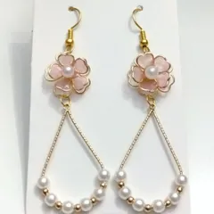 Ｎｏ．43 ハンドメイド　ピアス　イヤリング　桜　さくら　ピンク　レジン