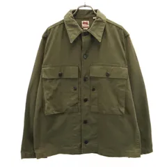 B&H sanforized USA製 ヘリンボーン柄 ミリタリージャケット L カーキ メンズ 古着