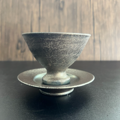 信楽焼　高台小付・豆皿　セット　銀結晶