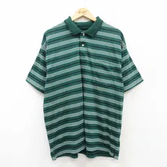 XL/古着 ピューリタン 半袖 ポロ シャツ メンズ 00s 大きいサイズ 緑他 グリーン ボーダー 25jun05 中古 トップス