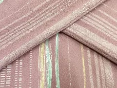 平和屋着物▽小紋　単衣　変わり縞　洗える着物　AAAU8629fy