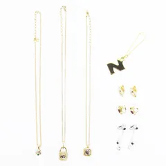ニナリッチ NINA RICCI ネックレス イヤリング ブレスレット まとめ 7点セット ストーン ハート ゴールドカラー
