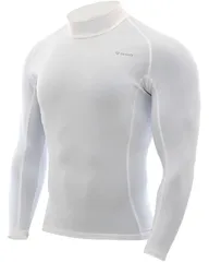 コンプレッションウェア 長袖 ハイネック 裏起毛 メンズ 冬用 吸水速乾 抗菌防臭加工 インナーシャツ Sサイズ ホワイト GronG（グロング）