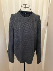 【メンズ】【レディース】UNIQLO　ユニクロ　ケーブルニット　ダークグレー