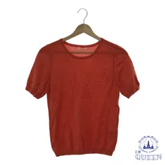 ☆美品☆ INED イネド トップス ニット リブ 半袖 クルーネック レディース レッド 11 901-4158 送料無料 古着