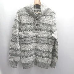 ◇ ⊇ OLD NAVY オールドネイビー 総柄 長袖 ニット サイズM グレー ホワイト メンズ E  【1503060017449】のサムネイル