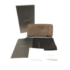 ▼▼GUCCI グッチ ラウンドファスナー 長財布 GG シマレザー 箱付 256439・496334 ブラウン