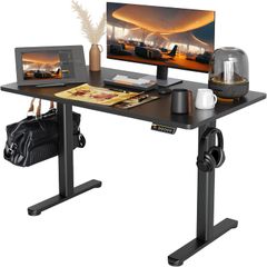 Claiks 昇降デスク 電動 スタンディングデスク 昇降式 テーブル 幅120cm*奥行き60cm テレワーク オフィスデスク 在宅ワーク パソコンデスク 高さ調節 メモリー機能 ブラックフレーム/ブラック天板