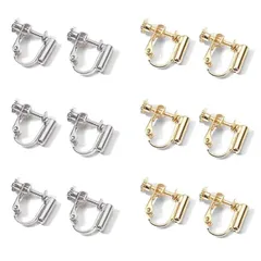 【迅速発送】ピアス イヤリングコンバーター 縦型 手芸 手作り用 DIY 基礎金具 アクセサリ ーパーツ ジュエリー 耳穴なし ネジバネ式 12個入り