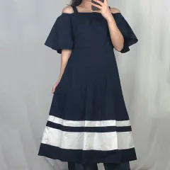 Tommy Hilfiger(トミーヒルフィガー) オフショルダー ネイビー ワンピース XS 250522