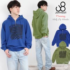 ジョンブル メンズ Johnbull ジップアップ プロセッシングハーフジップパーカー ZEBRA ( 25742 ) 裏起毛 トップス パーカ アウター コート ゼブラ シマウマ プリント インナー John bull おしゃれ アーベン 普段使い 実用的