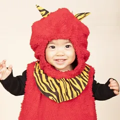 マシュマロ赤鬼　ベビー　　[節分 鬼 コスプレ 赤鬼 衣装 赤ちゃん 節分 ベビー コスチューム 幼児 幼稚園 仮装 赤鬼 コスプレ ハロウィン イベント]【A-1946_884361】MM+