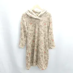 ◇ ⊇ WINNIE THE POOH プーさん柄 長袖 ロング丈 ワンピース サイズＭ ライトブラウン系 レディース E  【1503050001137】
