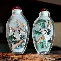 鼻煙壺　中国骨董　鶴の彫刻付き 鼻煙壺 中国骨董 鶴の彫刻付き - メルカリ