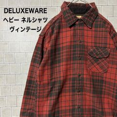 DELUXEWARE デラックスウエア ネルシャツ レザー切り替え M ブラウン
